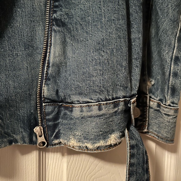 💙Rare ZARA Artist Drawing Denim Jacket Snaps Zipper Fall Autumn Size Large L💙 - Picture 7 of 16